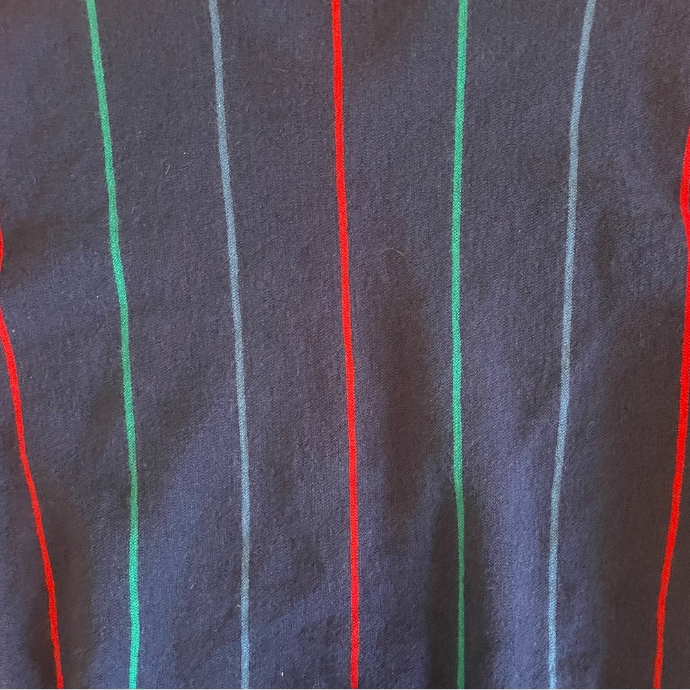 Lacoste Men's V-Neck Sweater - Navy with Red and Green Stripes - US Men’s Medium - Picture 5 of 5